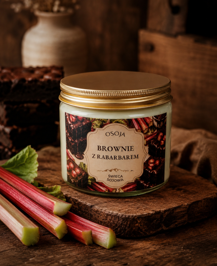Świeca Sojowa Brownie z Rabarbarem 250 ml