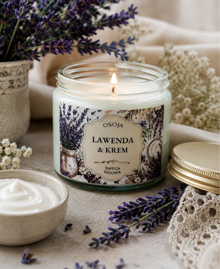 Świeca Sojowa Lawenda &amp; Krem 250 ml