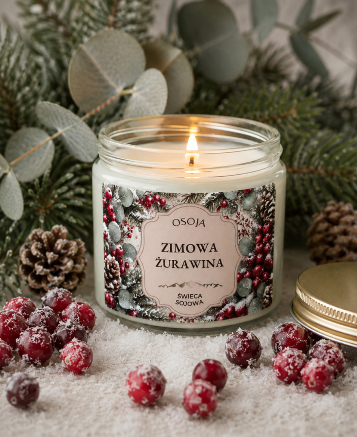 Świeca Sojowa Zimowa Żurawina 250 ml