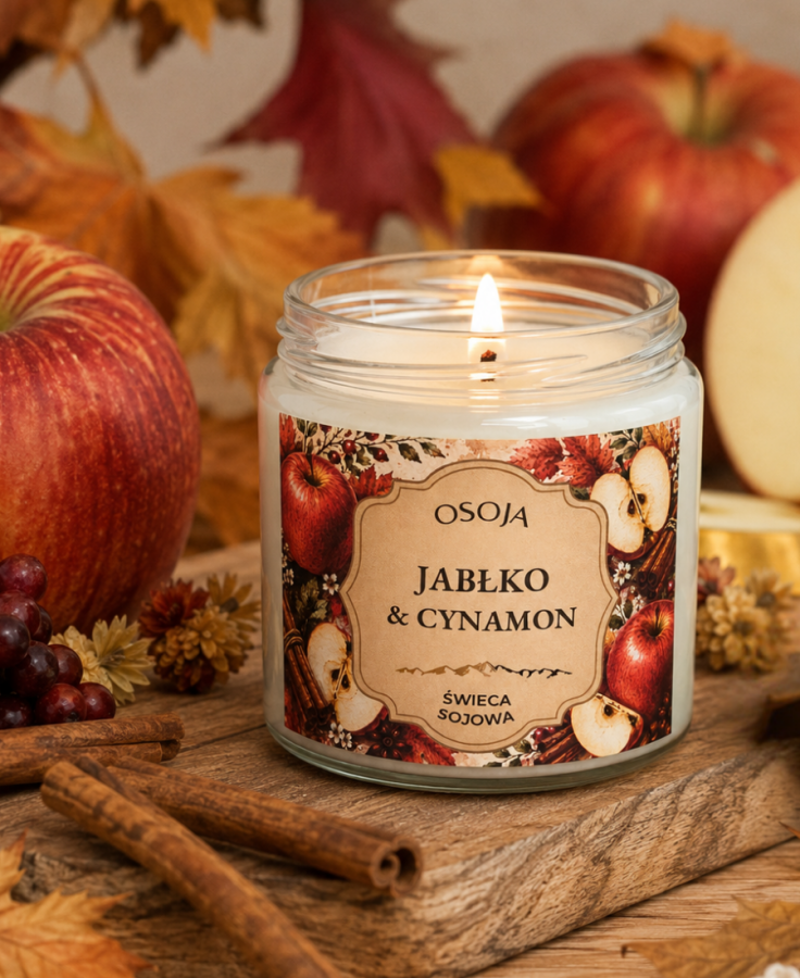 Świeca Sojowa Jabłko &amp; Cynamon 120 ml