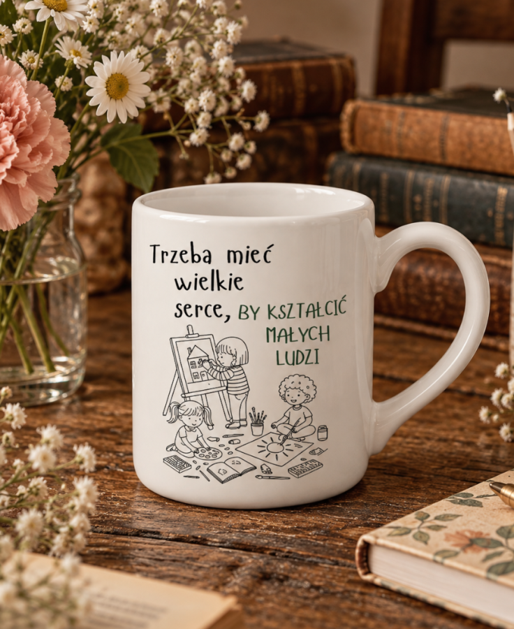 Kubek Trzeba mieć wielkie serce, by kształcić małych ludzi 1
