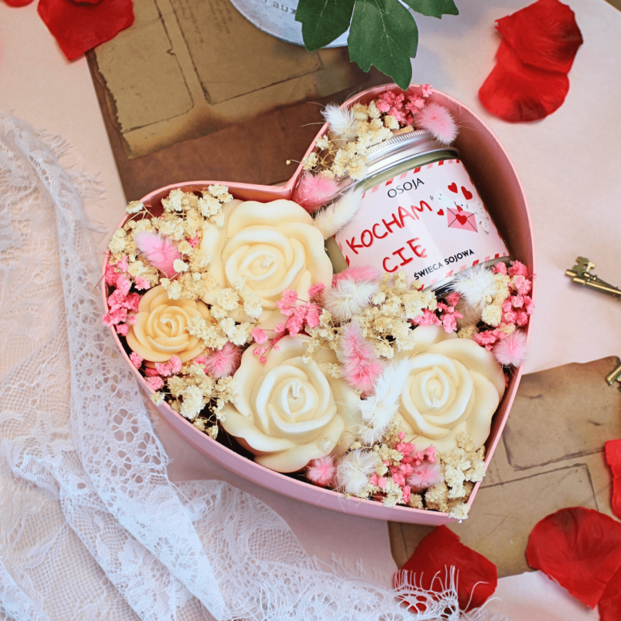 Flower Box ze Świec Sojowych – Serce