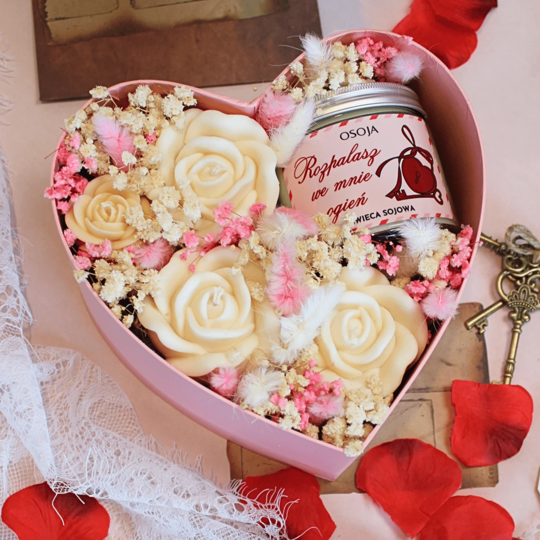 Flower Box ze Świec Sojowych – Serce