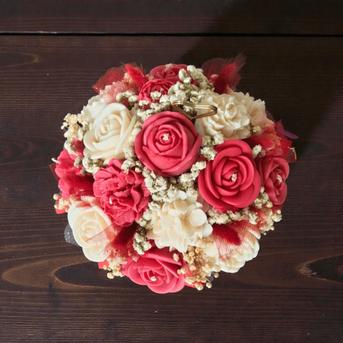 Flower box ze świec sojowych – czerwony