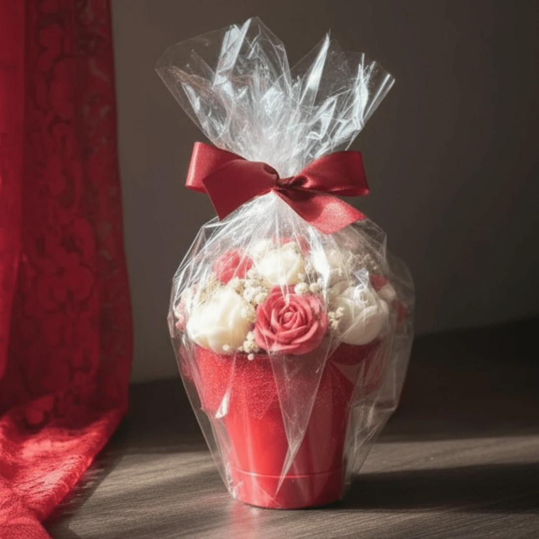 Flower Box ze Świec Sojowych mini – Czerwony