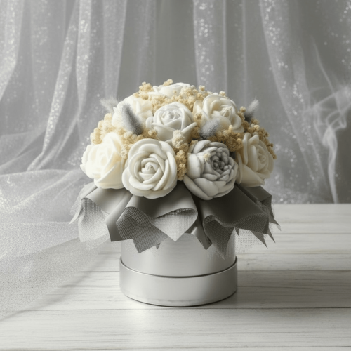 Flower Box ze świec sojowych – Srebrny