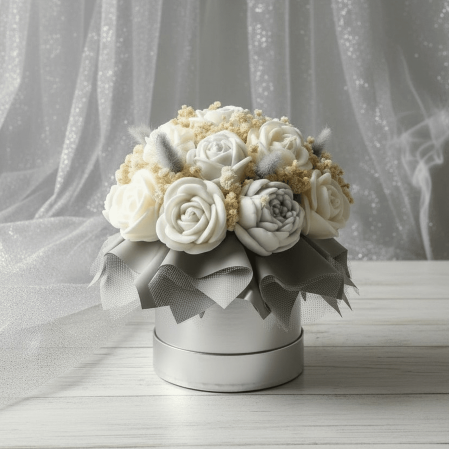 Flower Box ze świec sojowych – Srebrny