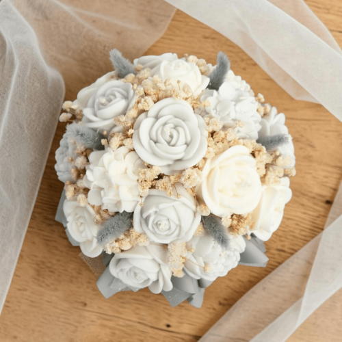 Flower Box ze świec sojowych – Srebrny