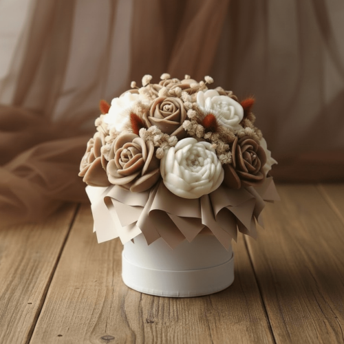 Flower Box ze świec sojowych - Brąz
