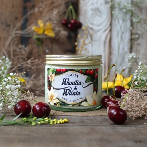 Świeca Sojowa Wanilia &amp; Wiśnia
