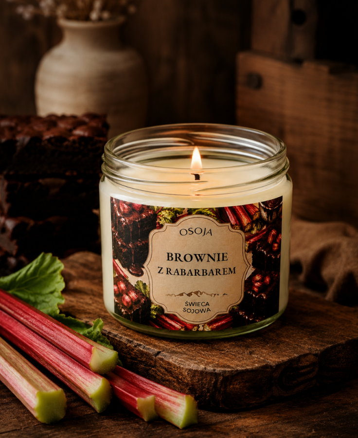 Świeca Sojowa Brownie z Rabarbarem 250 ml
