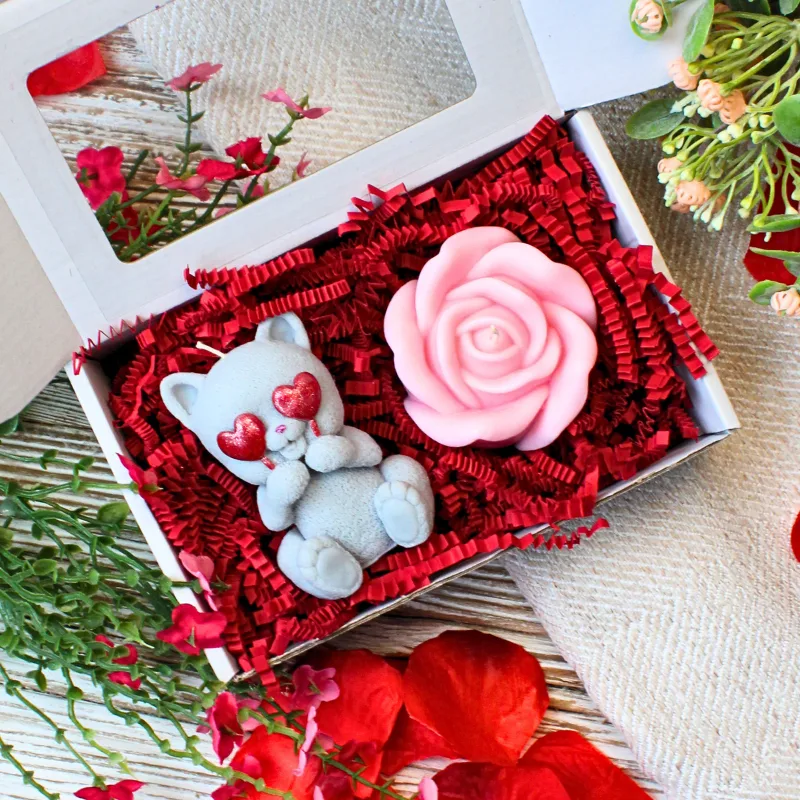 Zestaw Świec Sojowych Kot & Róża