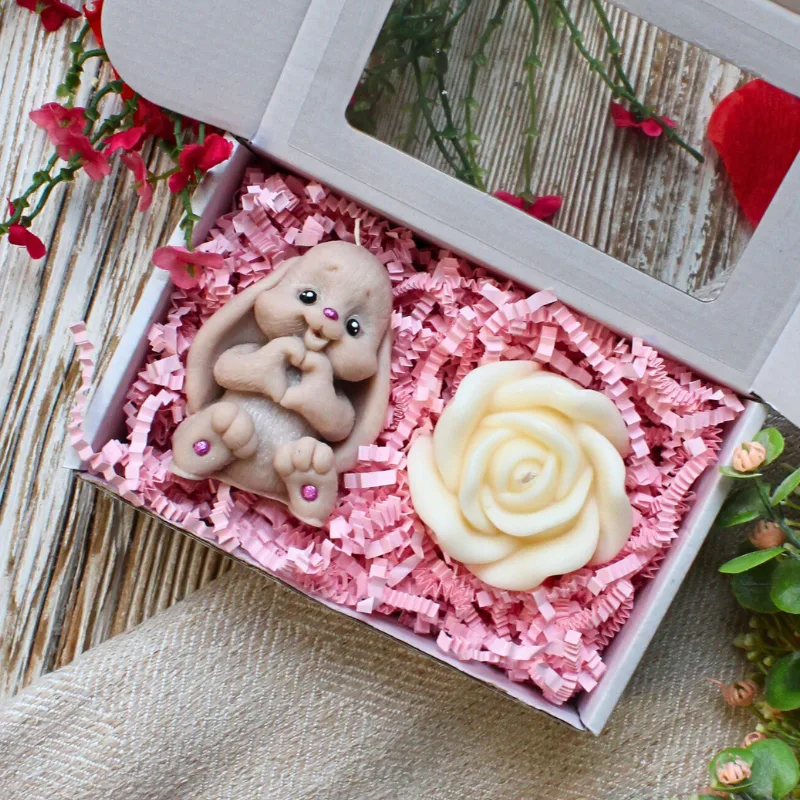 Zestaw Świec Sojowych Zajączek & Róża