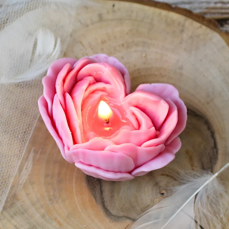 Świeca Sojowa Kwiat różowy w pudełeczku - obrazek 3