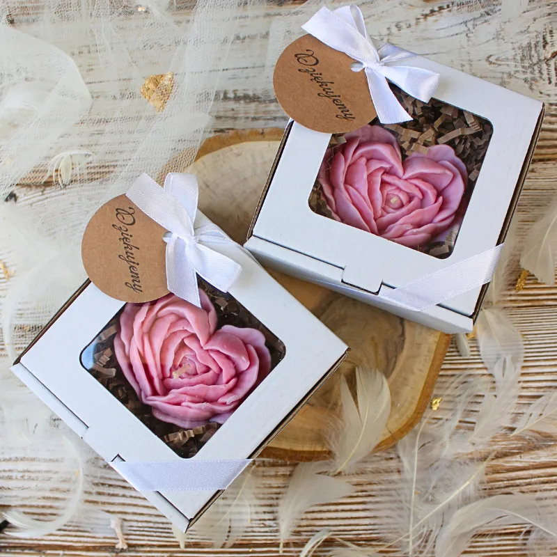 Świeca Sojowa Kwiat różowy w pudełeczku - obrazek 2