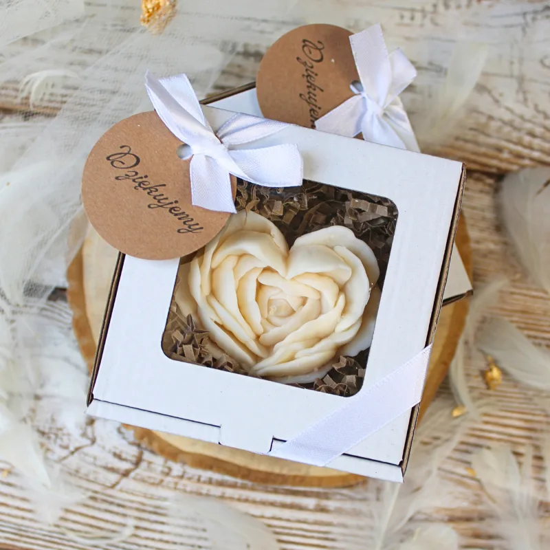 Świeca Sojowa Kwiat biały w pudełeczku