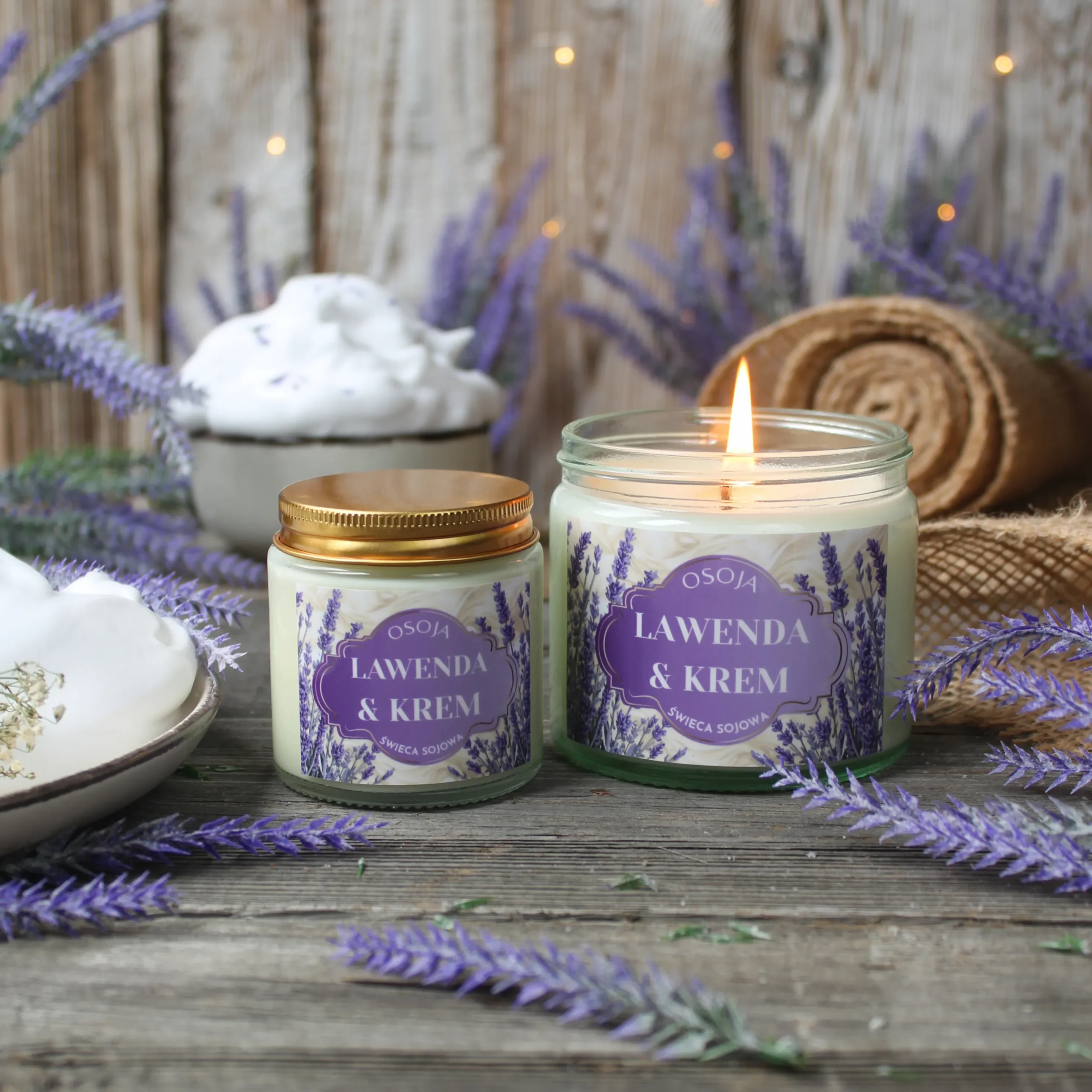 Świeca Sojowa Lawenda & Krem
