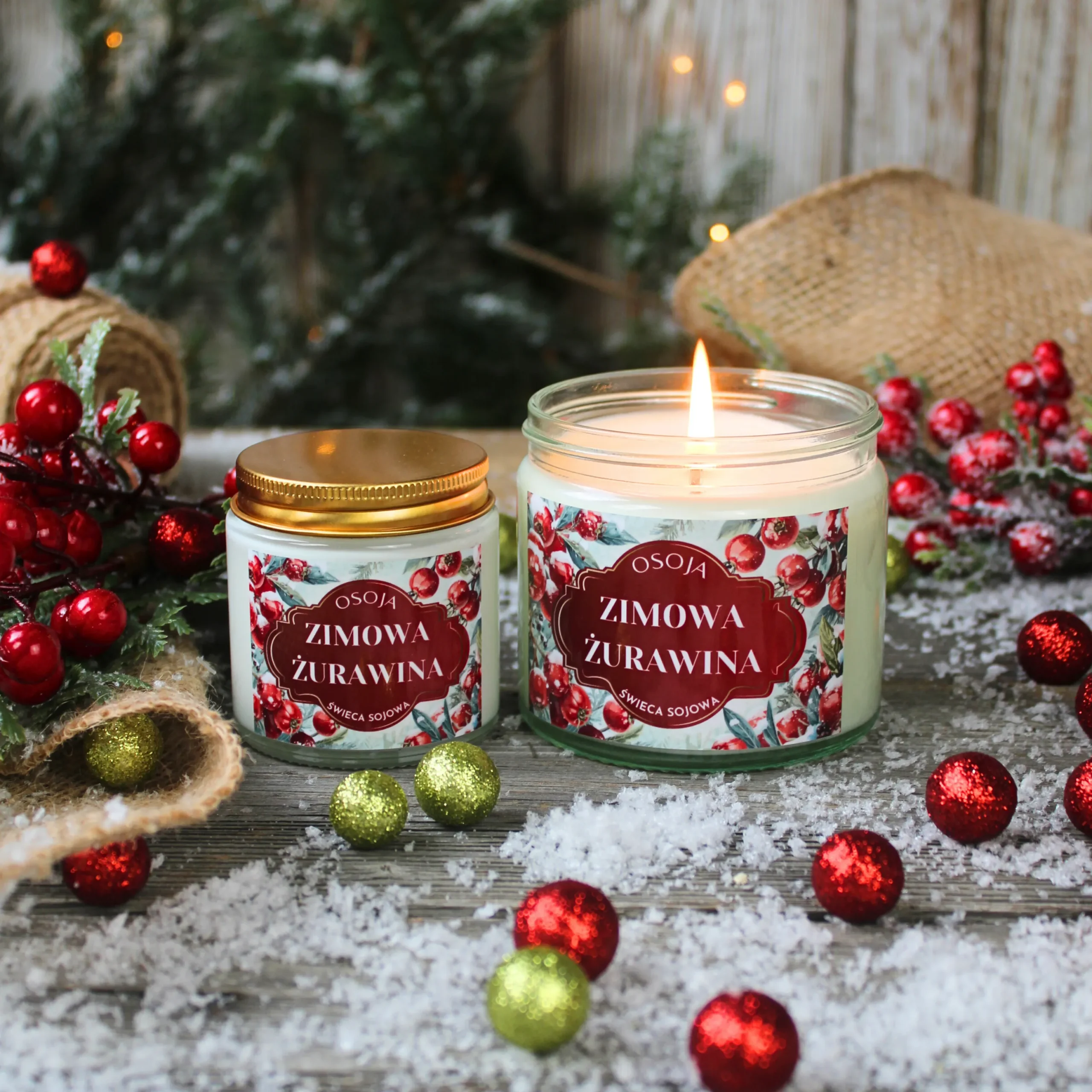 Świeca Sojowa Zimowa Żurawina