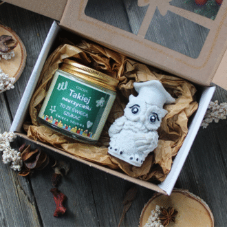 Zestaw Świeca sojowa Sowa Szara i Świeca Sojowa 120 ml