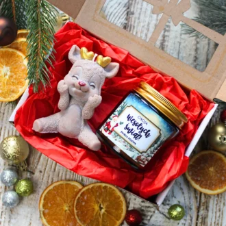 Zestaw prezentowy Reniferek i Świeca Sojowa Wesołych Świąt!