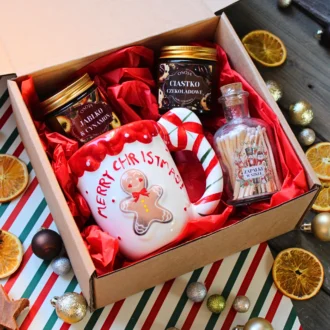 Zestaw Świąteczny kubek, świece sojowe 120 ml i zapałki