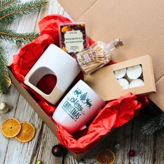 Zestaw prezentowy - kubek, wosk zapachowy, kominek, zapałki i tealighty