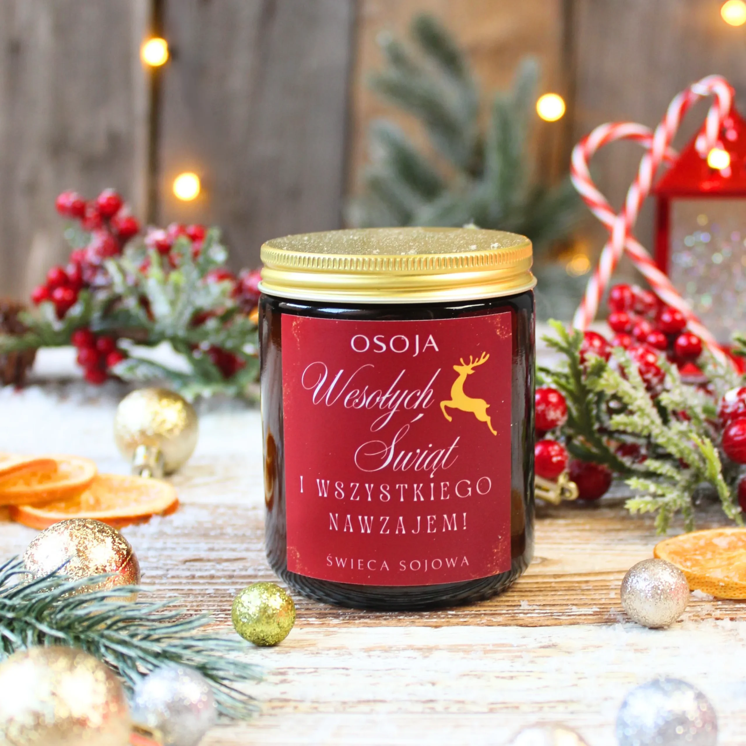 Świeca Sojowa świąteczna Wesołych Świąt i Wszystkiego Nawzajem!