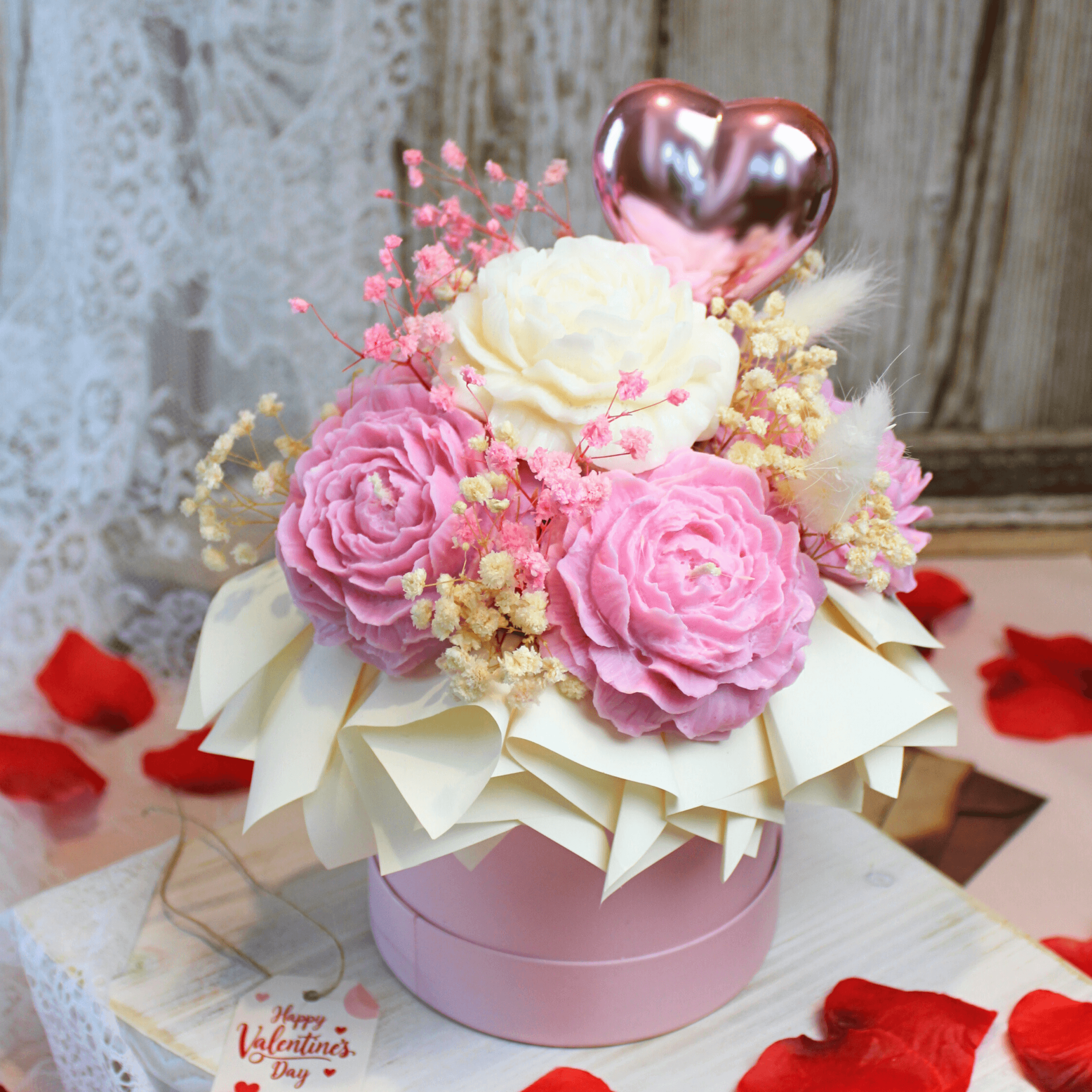 Flower Box ze Świec Sojowych – Piwonie