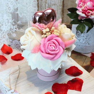 Flower Box ze Świec Sojowych mini - Róże