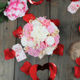 Flower Box ze Świec Sojowych mini – Ciemny Róż