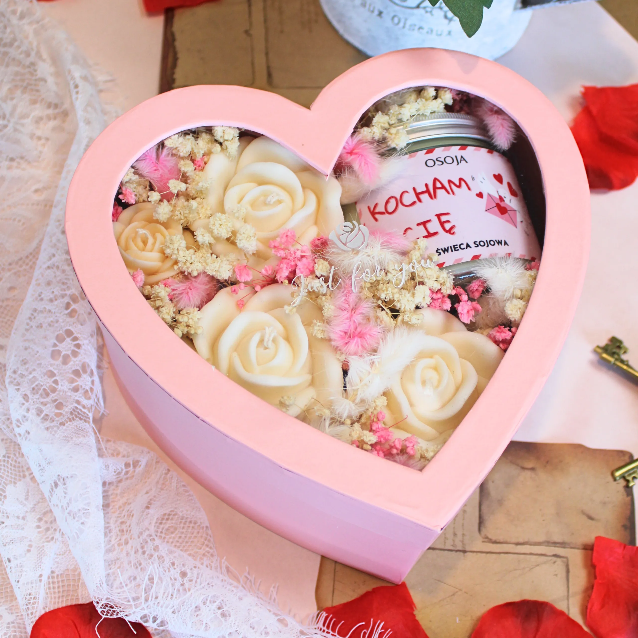 Flower Box ze Świec Sojowych – Serce