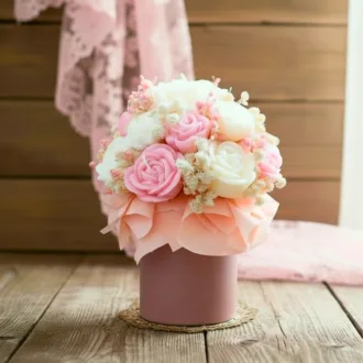 Flower Box ze Świec Sojowych mini - Róż