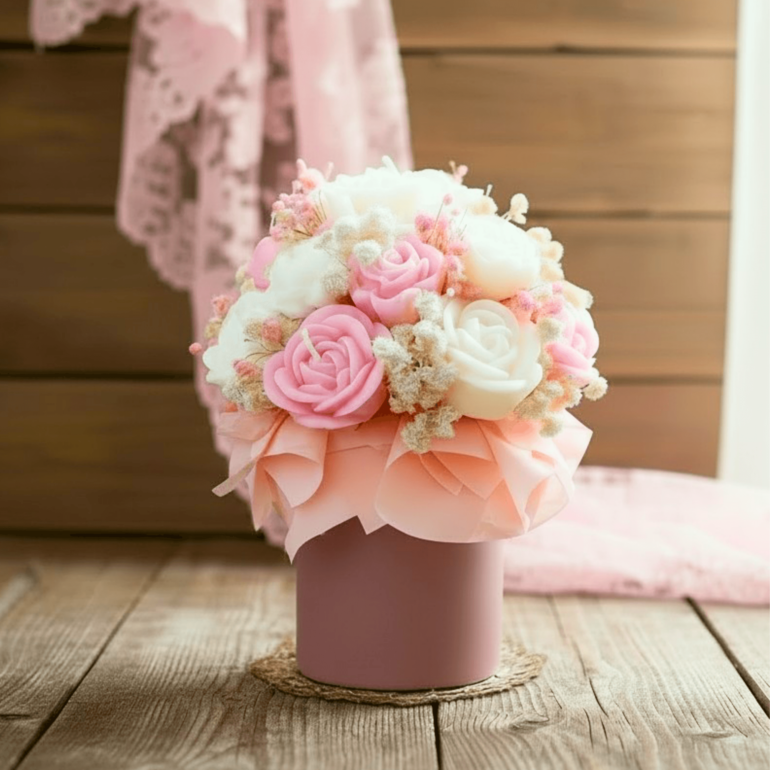 Flower Box ze Świec Sojowych mini - Róż