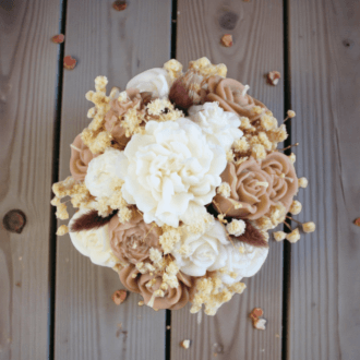 Flower Box ze świec sojowych mini – brąz