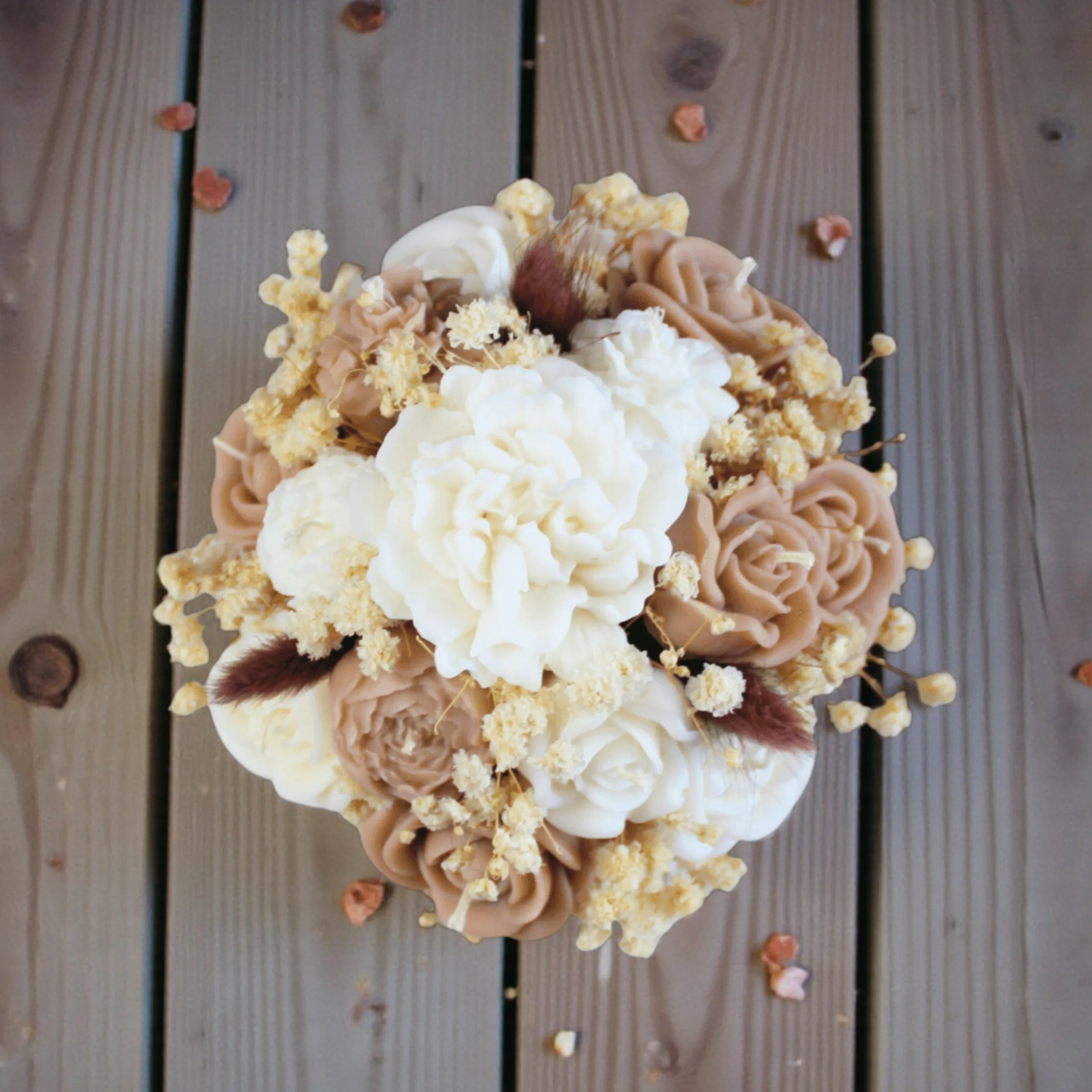 Flower Box ze świec sojowych mini – brąz