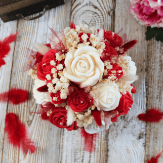 Flower Box ze świec sojowych – czerwony