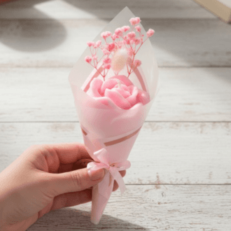 Bukiecik ze świecą sojową - róż