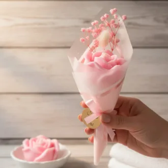 Bukiecik ze świecą sojową - róż