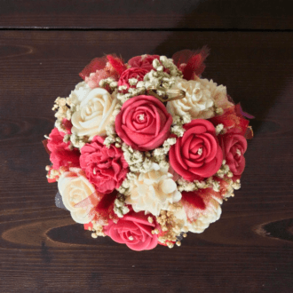 Flower box ze świec sojowych – czerwony