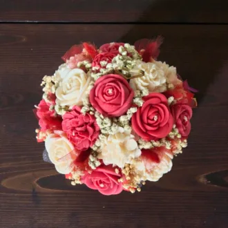 Flower box ze świec sojowych – czerwony