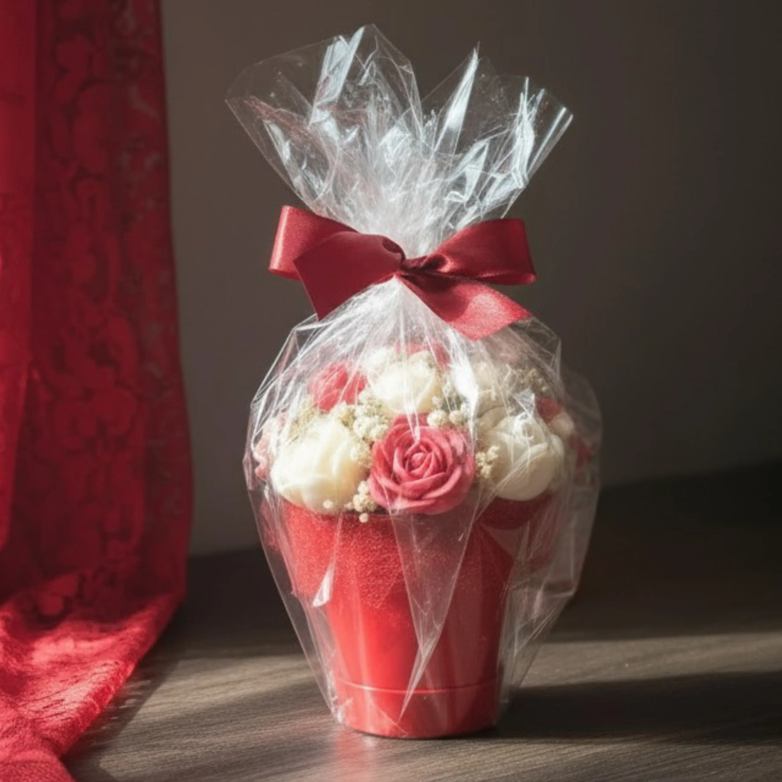 Flower Box ze Świec Sojowych mini – Czerwony