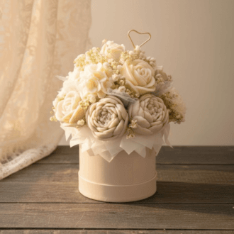 flower box ze świec sojowych - beżowy