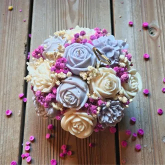 Flower box ze świec sojowych - fioletowy