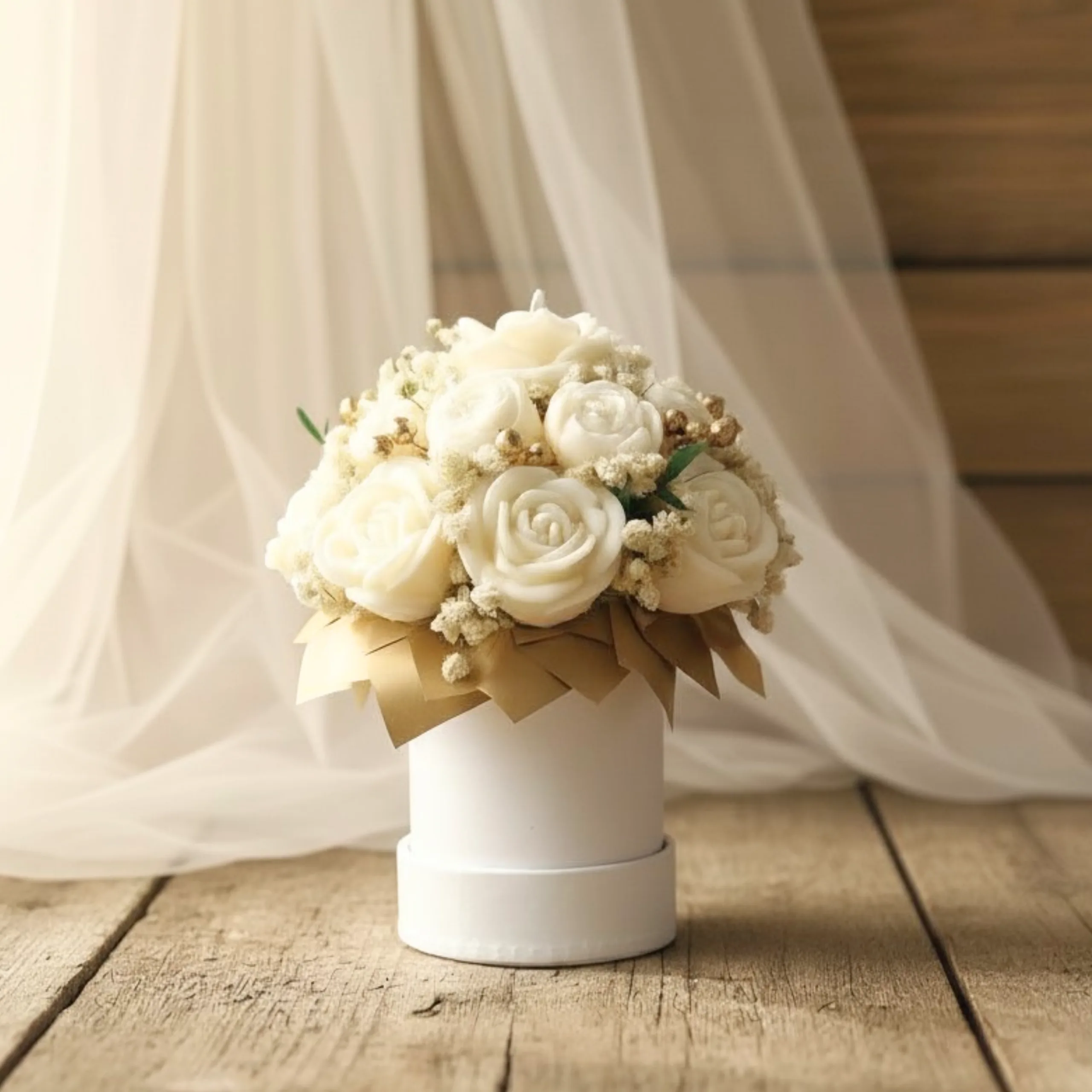 Flower Box biało-złoty mini